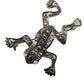 vintage silver tone metal Frog clear rhinestone eyes BROOCH jewelry pin
