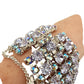 vintage 1.5" wide Rhinestone Bracelet blue iridescent stones women's jewely