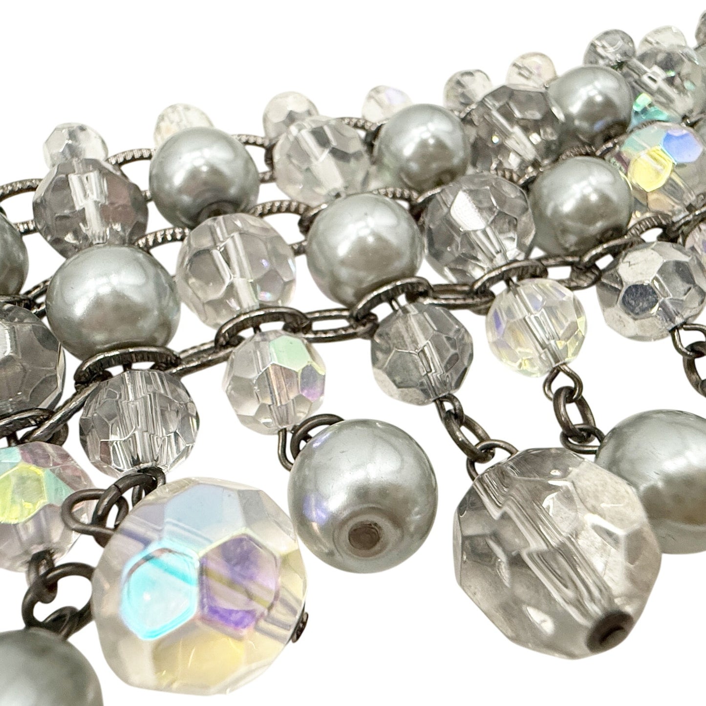 Chico's gray silver & clear beaded Bracelet women's NEW