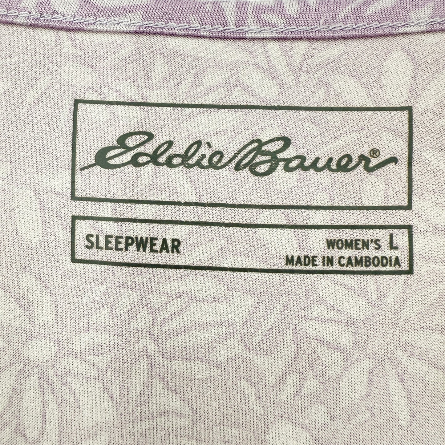 Eddie Bauer lavender purple floral Sleep Shirt womens LARGE sleepwear pajama top