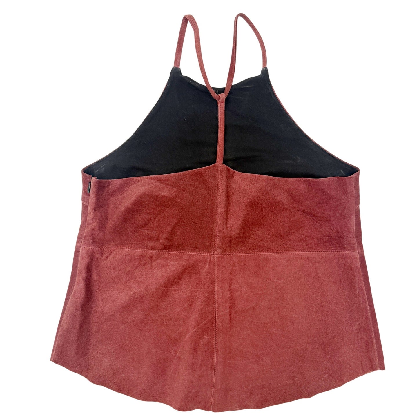 Townsen burgundy brown Suede Leather Halter lined Top women's LARGE high neck