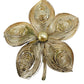 vintage silver wirework metal flower BROOCH costume jewelry pin wire wrap pearl