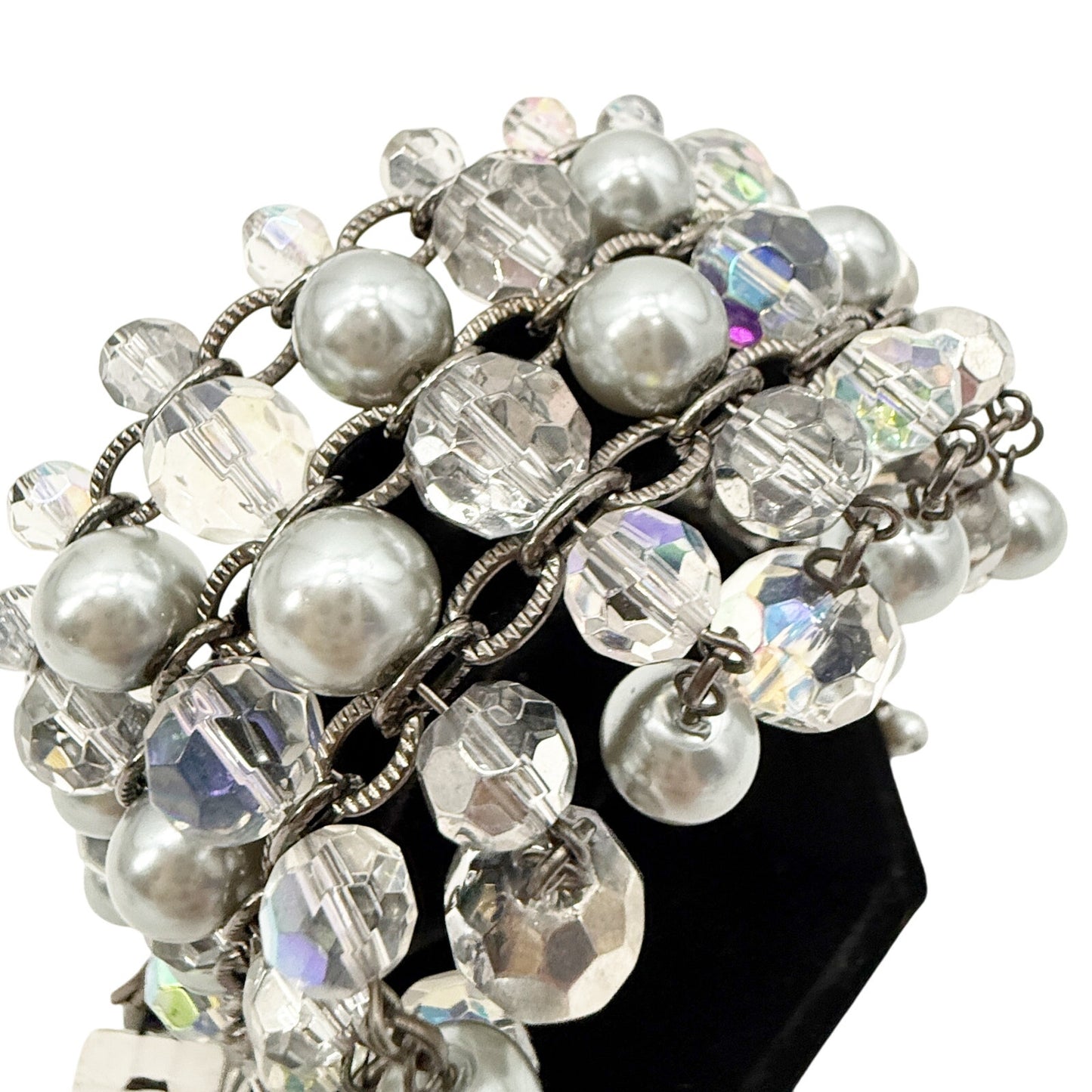 Chico's gray silver & clear beaded Bracelet women's NEW