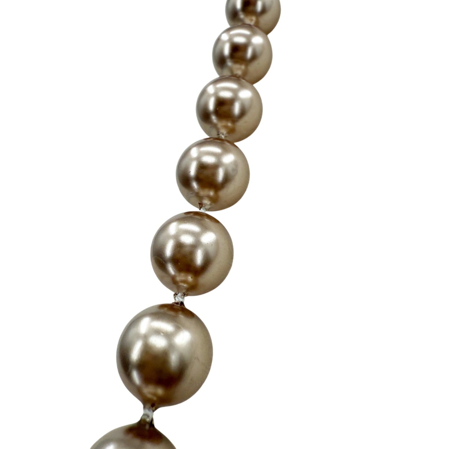 vintage long strand light bronze beads Beaded Necklace costume jewelry