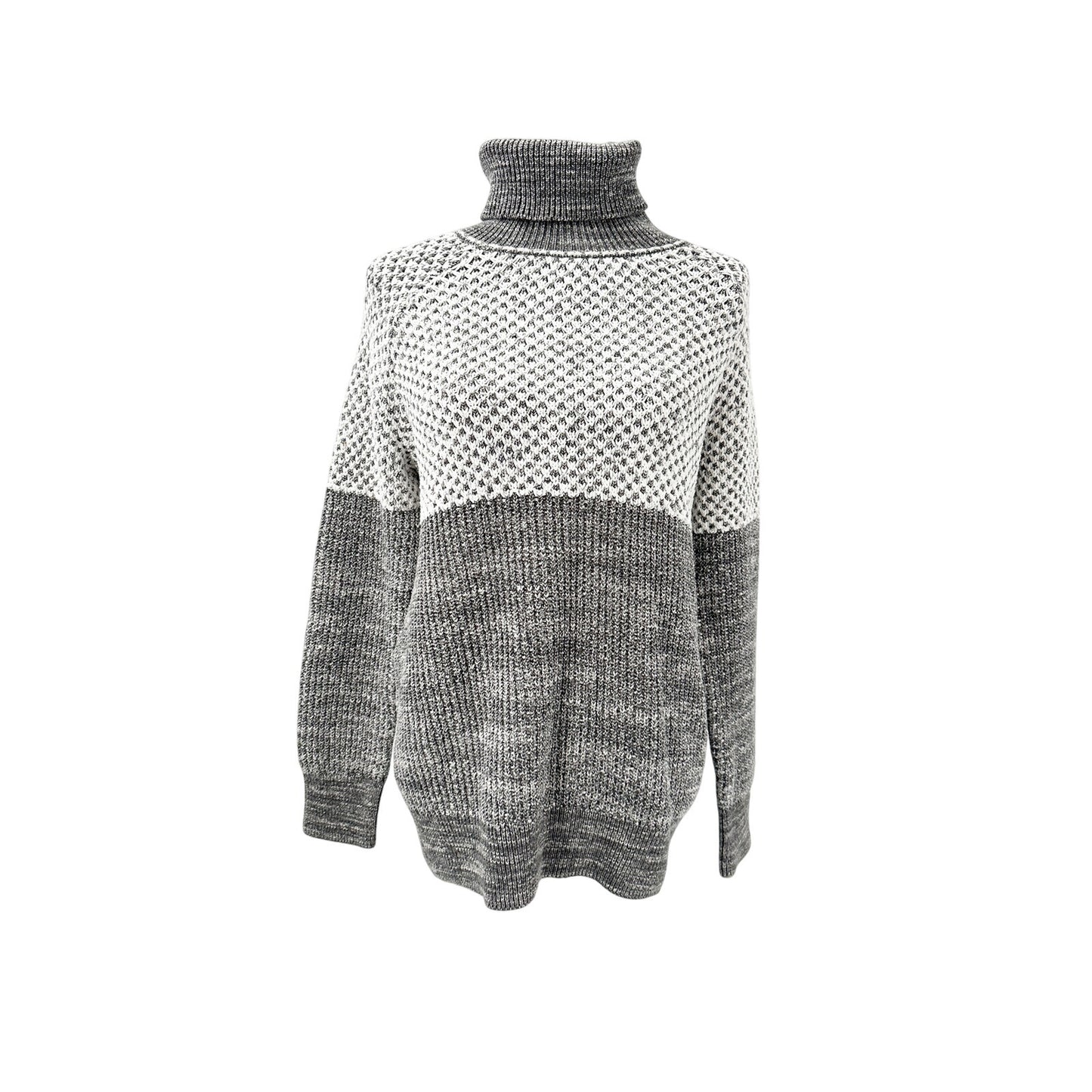 prAna gray & white Turtleneck Sweater Top women's SMALL