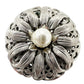 vintage Lieba USA silver & faux pearl Dress Scarf Clip round flower jewelry