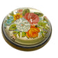 vintage Floral glass dome round metal BROOCH floral jewelry pin roses zinnias