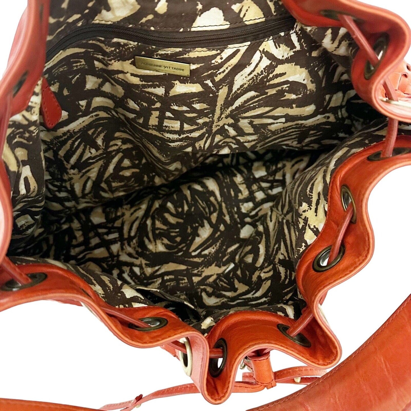 large Adrienne Vittadini red leather basketweave HANDBAG bag top handle purse