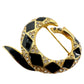 vintage Erwin Pearl PEP black & gold snake BROOCH jewelry pin *needs repair*