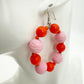 handmade pink & orange loop beaded EARRINGS jewelry NEW made with vintage beads