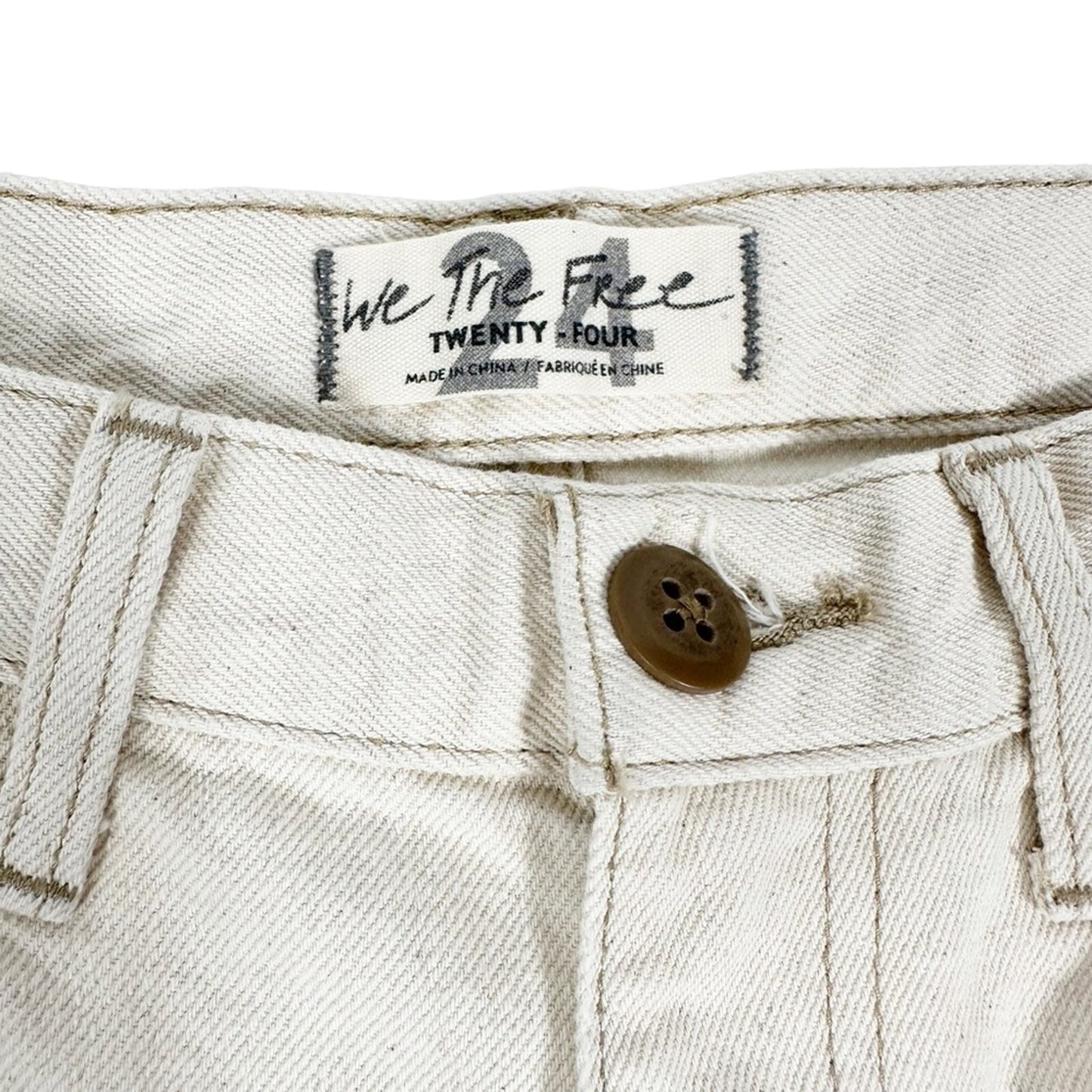 We The Free People ecru Caroline Cut Off denim SHORTS distressed size 24 new $88