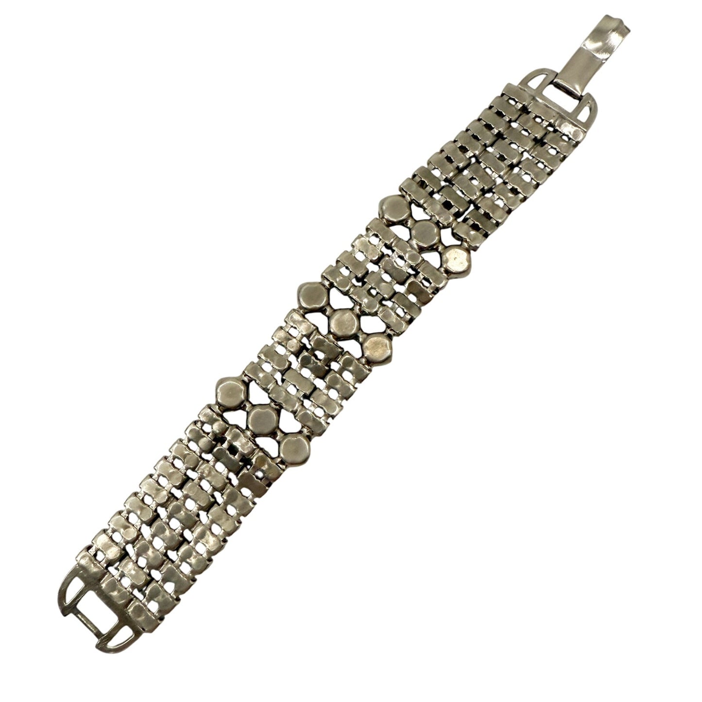 vintage 1" wide Rhinestone Bracelet clear iridescent rhinestones costume jewelry
