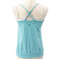 Athleta light blue & white Tank Top adjustable criss cross straps women's SMALL