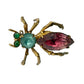 vintage antique gold metal Bug BROOCH insect jewelry pin pink blue rhinestones