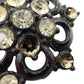 vintage black metal & clear rhinestones BROOCH jewelry pin