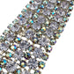 vintage 1.5" wide Rhinestone Bracelet blue iridescent stones women's jewely