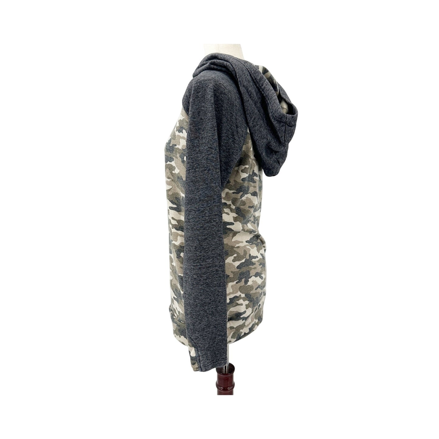 Ampersand Avenue dark gray & camo Double Hooded Sweatshirt Top MEDIUM hoodie