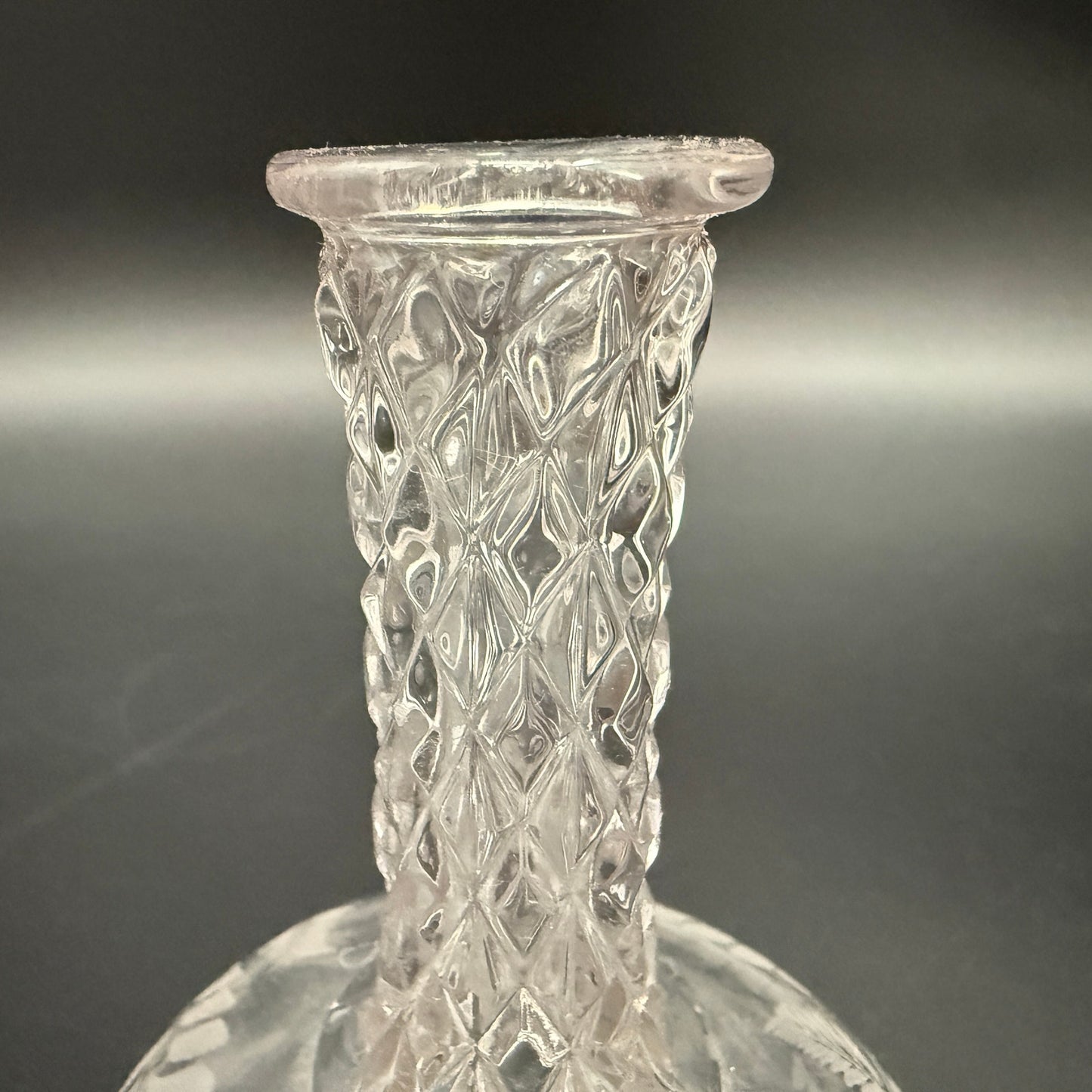 vintage 7" crystal cut glass Decanter & Stopper small size barware fern leaf