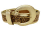 vintage Accessories by Pearl metallic gold & leopard suede BELT ladies LARGE