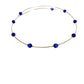 silver & cobalt blue 16" beaded CHOKER necklace