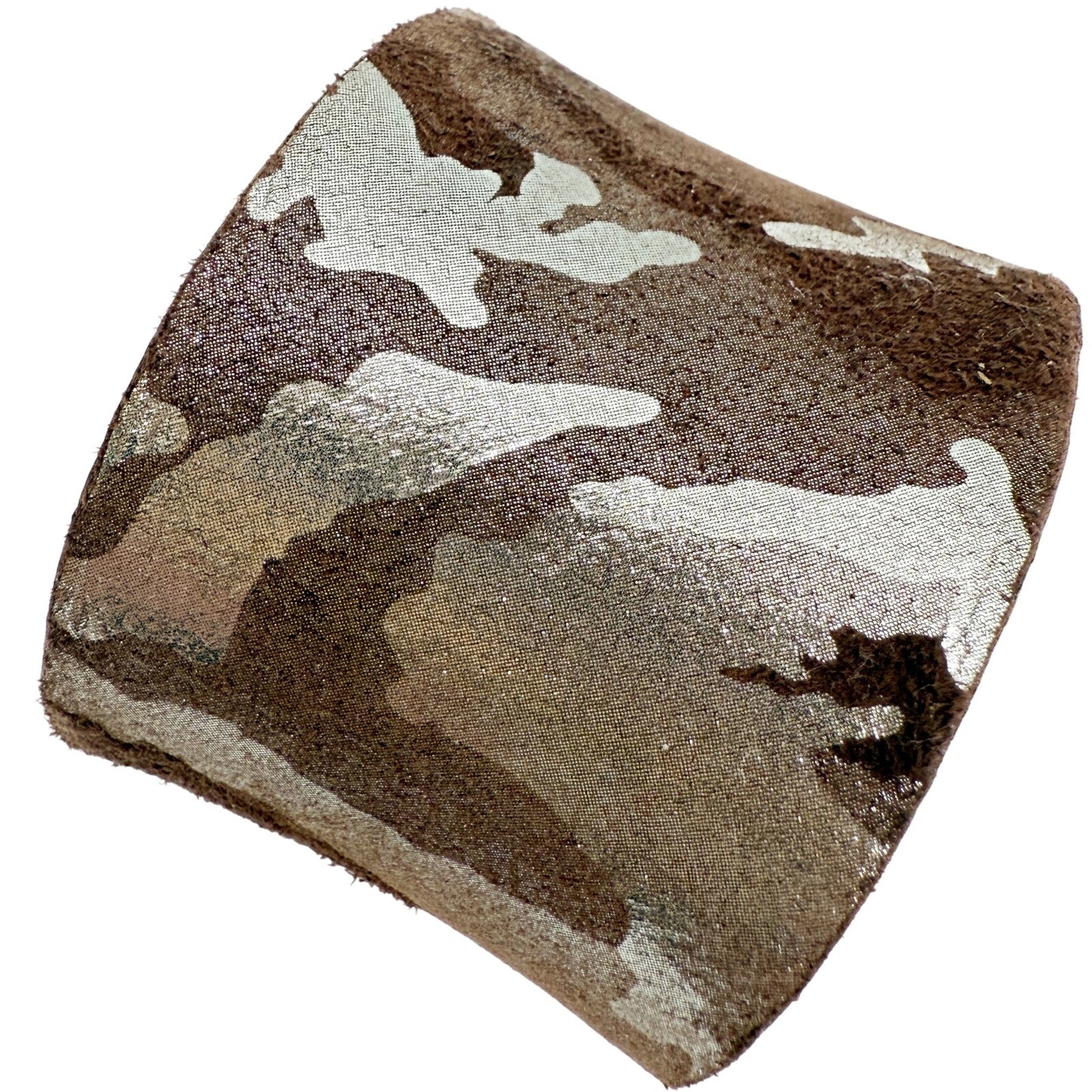 AV Max brown & silver leather wrapped Concave Cuff Bracelet camo jewelry NY