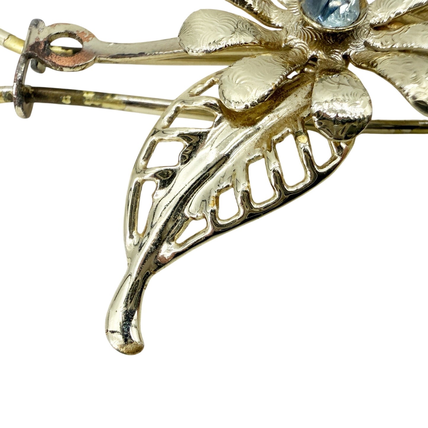 vintage silver flower light blue rhinestone Hair Fork Pin retro fashion jewelry