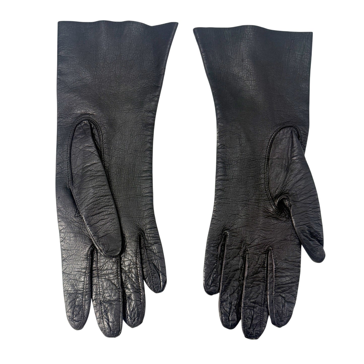 vintage Fownes black leather Fashion Dress Gloves womens 7 small medium washable