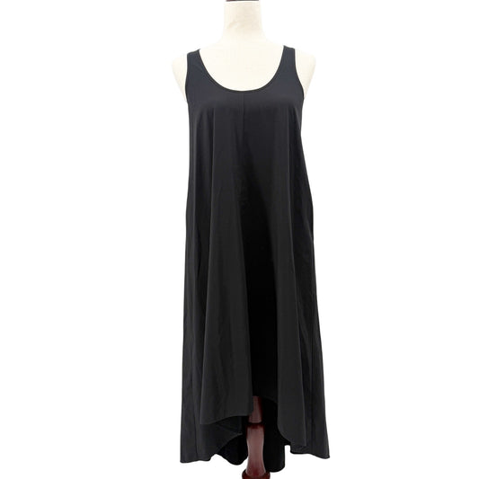 Athleta long maxi black flowy Tank Dress women's XSP petite high low hem pockets