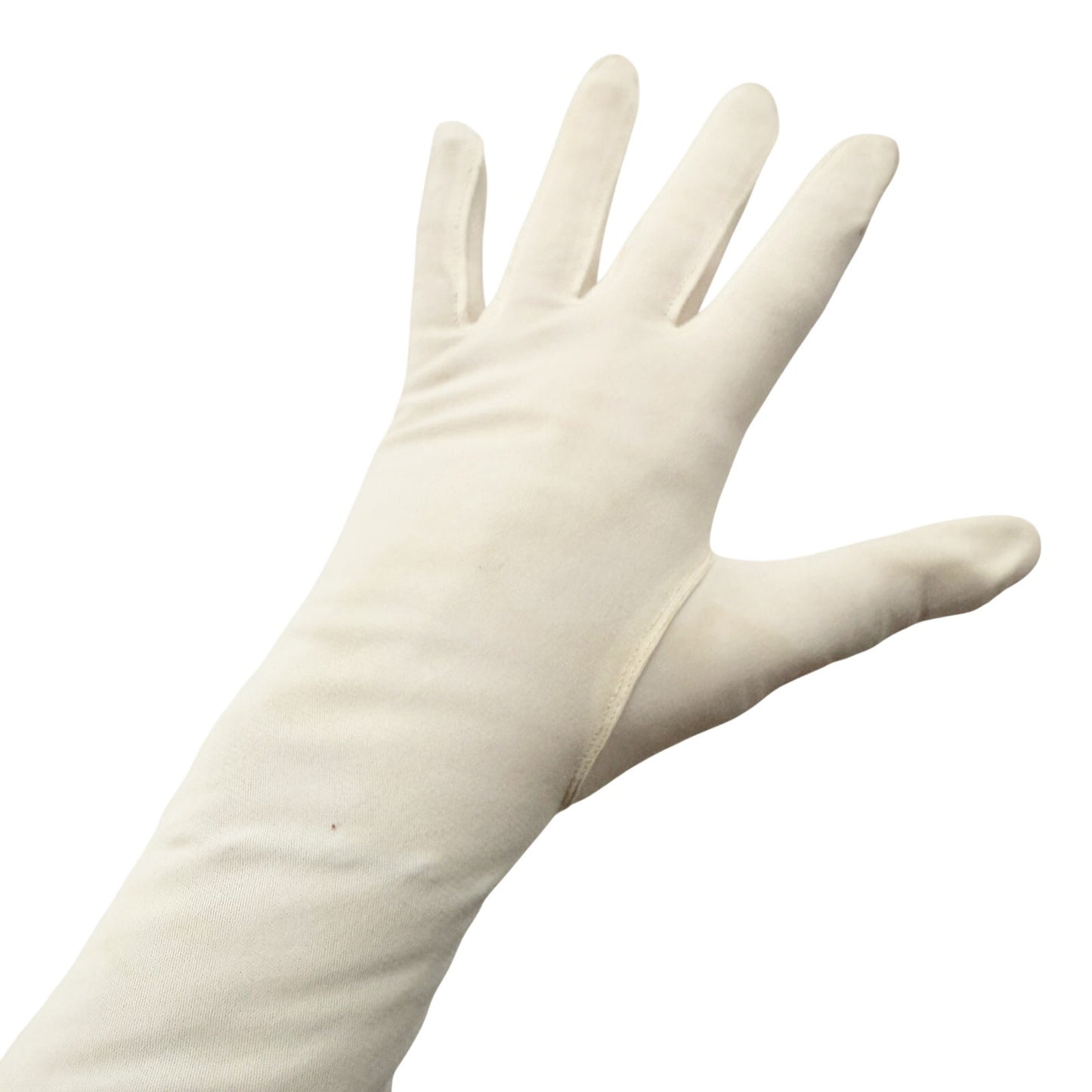 vintage white Above the Elbow long Dress Gloves women's SMALL faux pearls