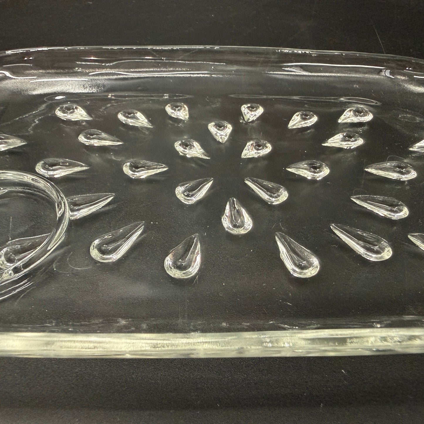 set of 5 vintage Hazel-Atlas Informal clear teardrop Snack Plates glassware