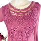 Collective Concepts Bell Sleeves Crochet Lace Front Boho Shift DRESS size SMALL