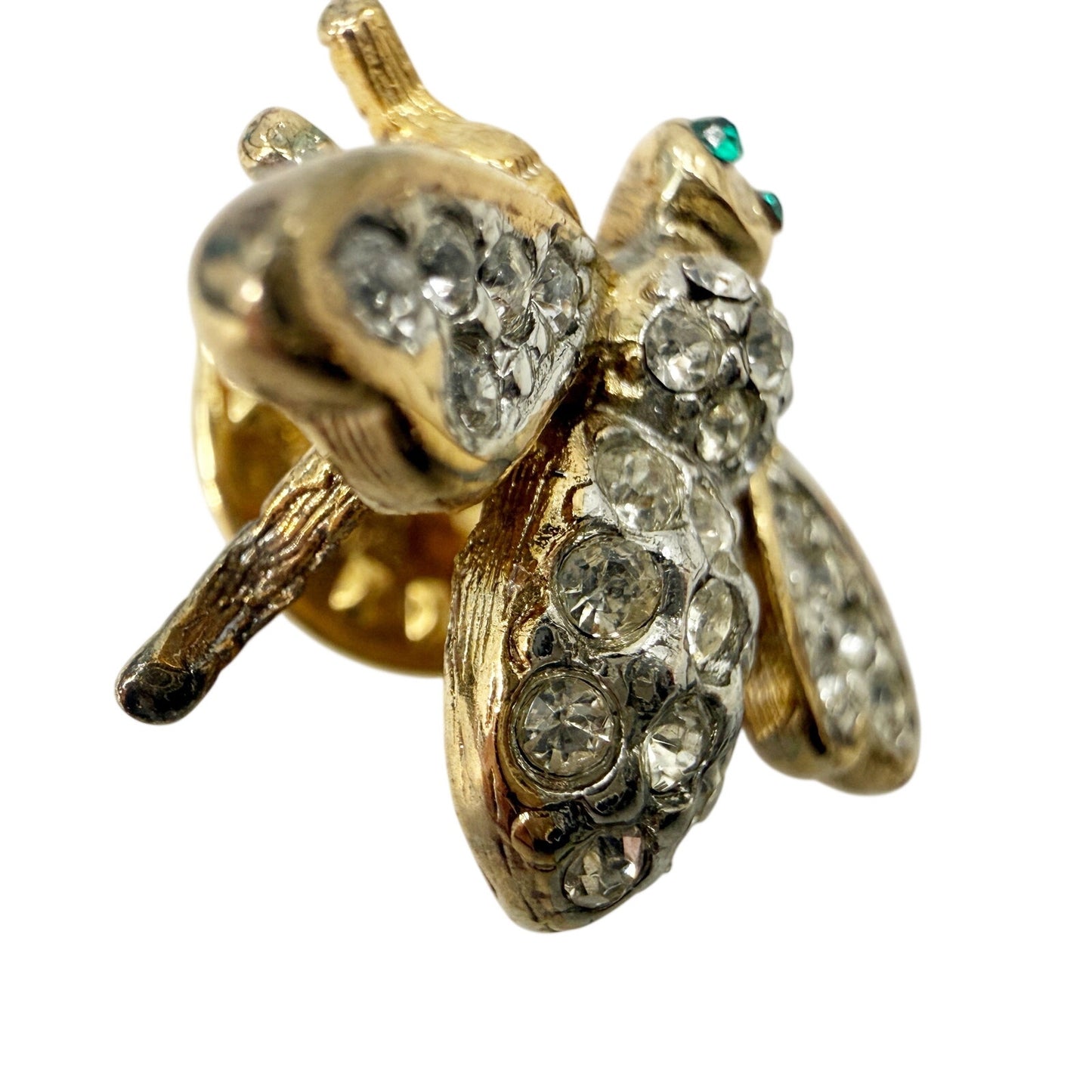 vintage rhinestones & gold tone metal Bee Lapel Pin insect jewelry Ballou Reg'd