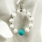 handmade white & turquoise blue loop beaded EARRINGS jewelry NEW vintage beads
