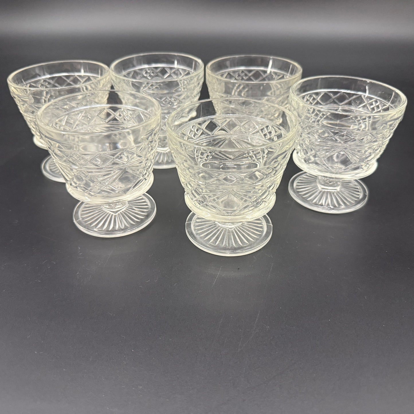 set / 6 vintage Hazel Atlas Big Top Peanut Butter glasses Champagne Tall Sherbet