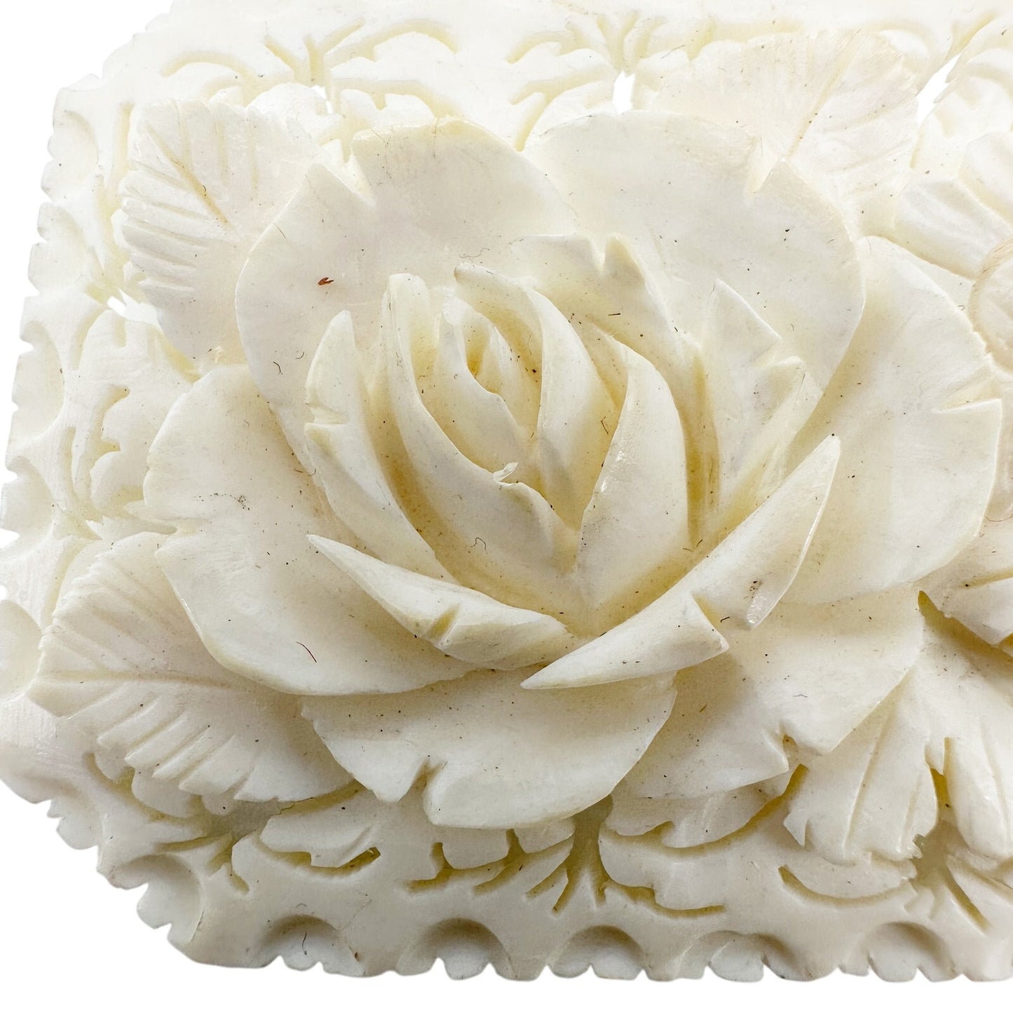 vintage cream carved celluloid flower BROOCH floral jewelry pin trombone clasp