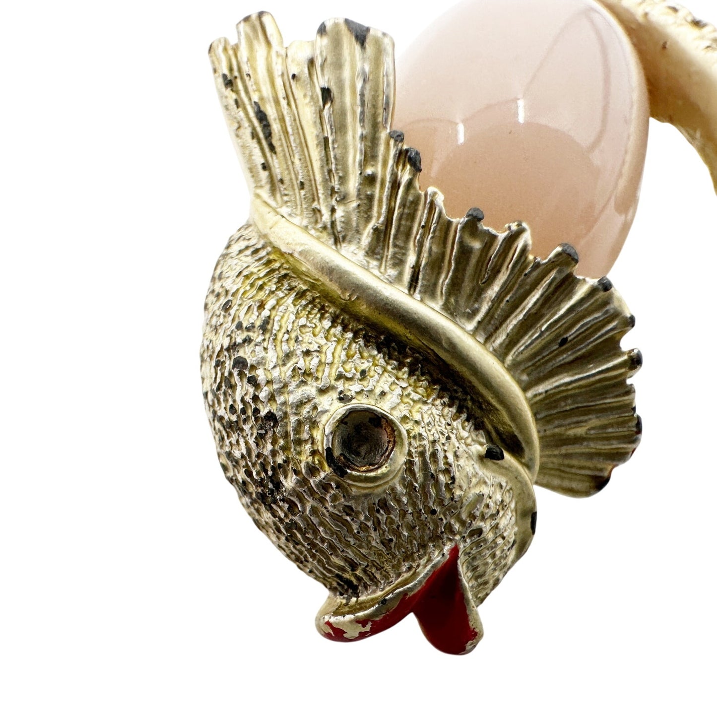 vintage gold & pink fish BROOCH fantail goldfish jewelry pin