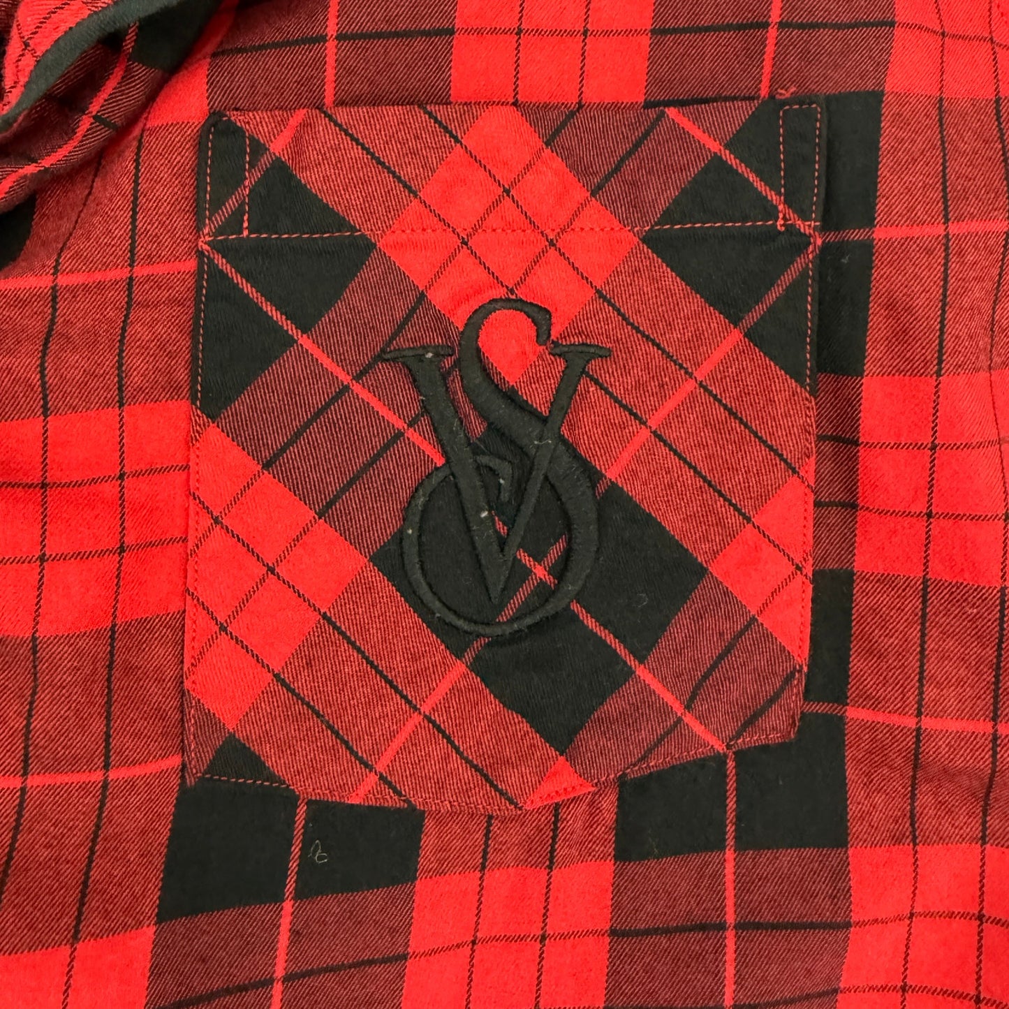 Victoria's Secret red & black plaid Pajama Lounge Top women's LARGE shirt