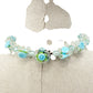 vintage West Germany beaded floral Necklace blue green clear costume jewelry