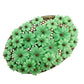 vintage small green flowers on oval metal BROOCH floral jewelry *missing pin*