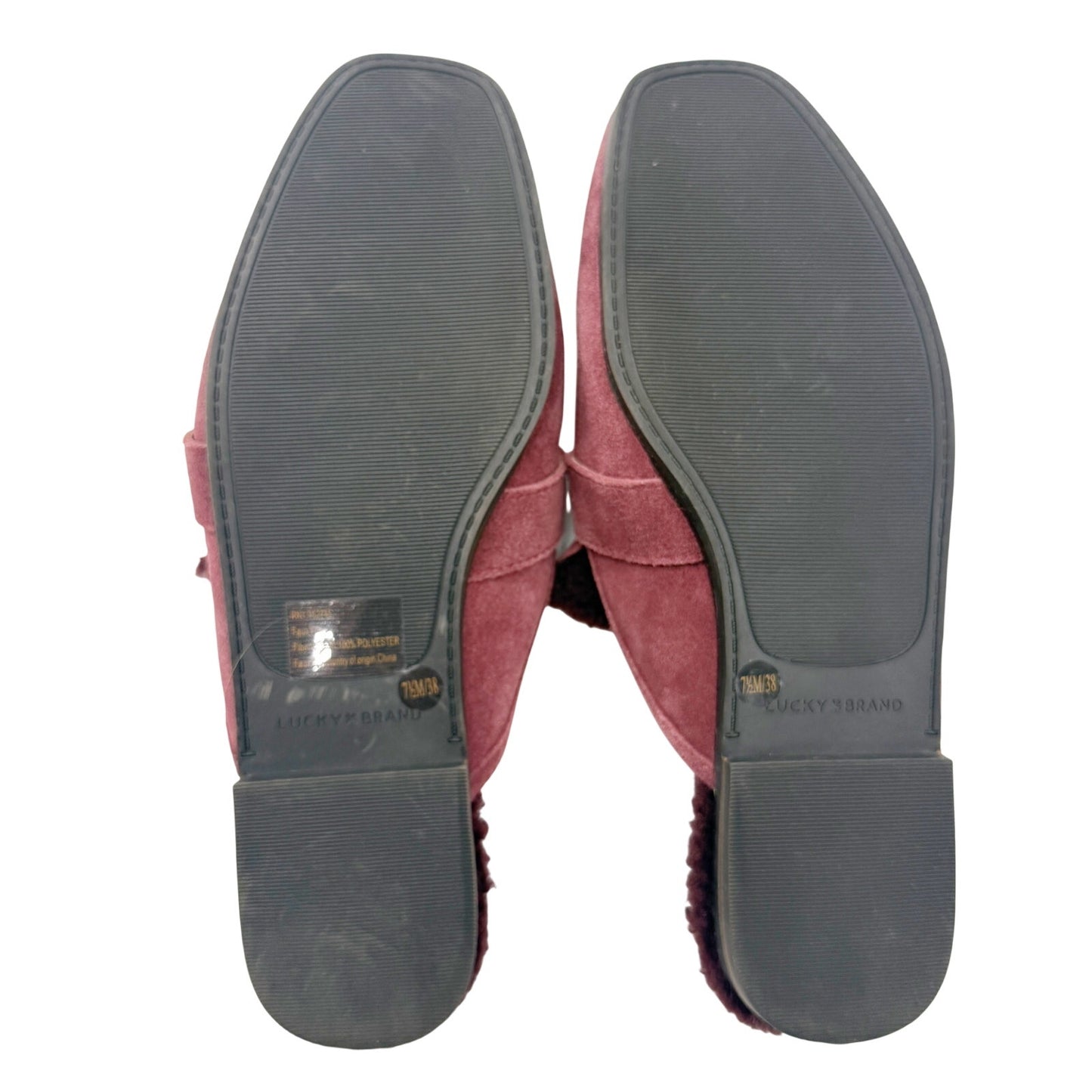 Lucky Brand burgundy Caydim Mule women's 7.5 shoes faux fur lining suede slip-on