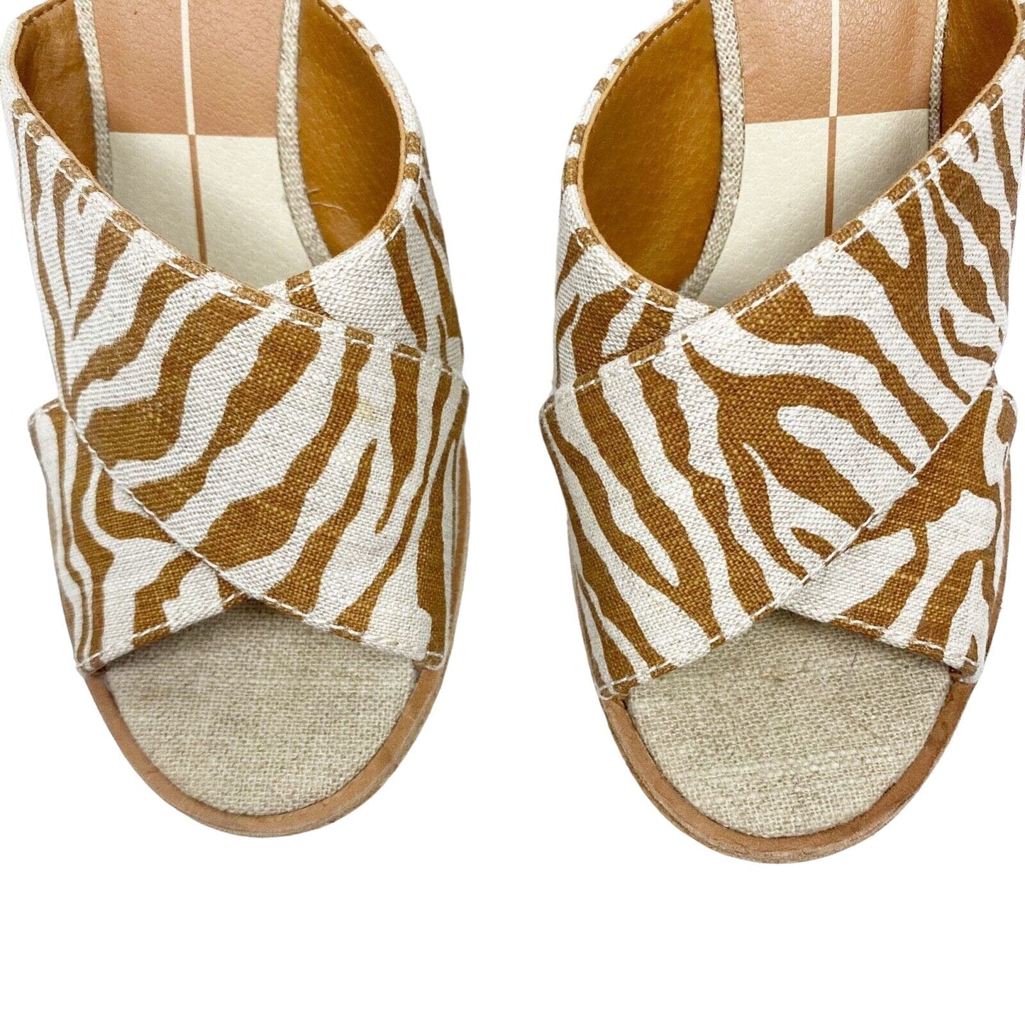 Dolce Vita Urbane tan & natural cork wedge heels SHOES size 7 fabric & leather