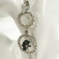 handmade clear Rhinestones & black Skull EARRINGS dangling 3.5" long jewelry