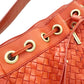 large Adrienne Vittadini red leather basketweave HANDBAG bag top handle purse