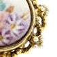 vintage gold painted flower cameo faux pearls BROOCH pendant floral jewelry pin