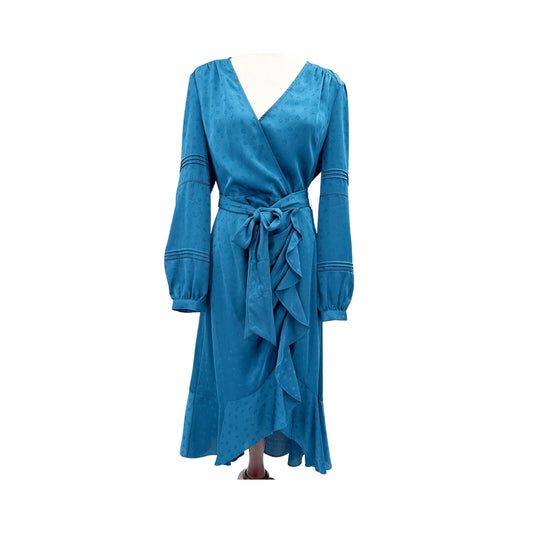 Veronica Beard blue cerulean Miriam Dress women's 10 medium NWT $550 ruffle hem