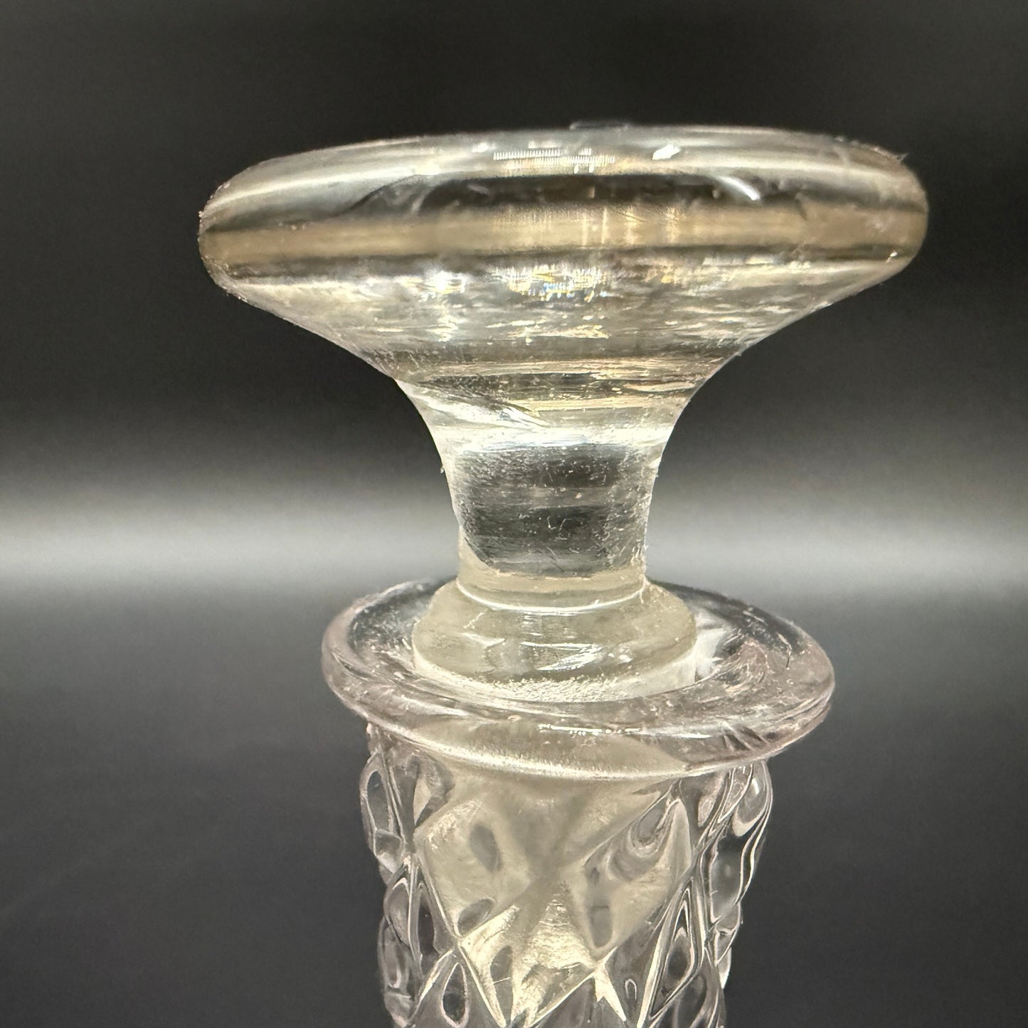 vintage 7" crystal cut glass Decanter & Stopper small size barware fern leaf