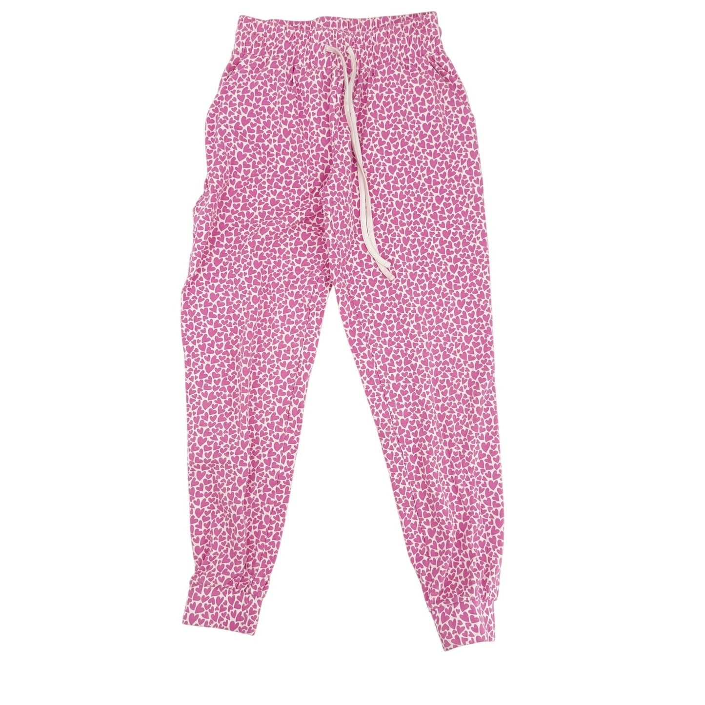 Lila and Hayes white & pink hearts Jogger style Pajama Pants women's SMALL