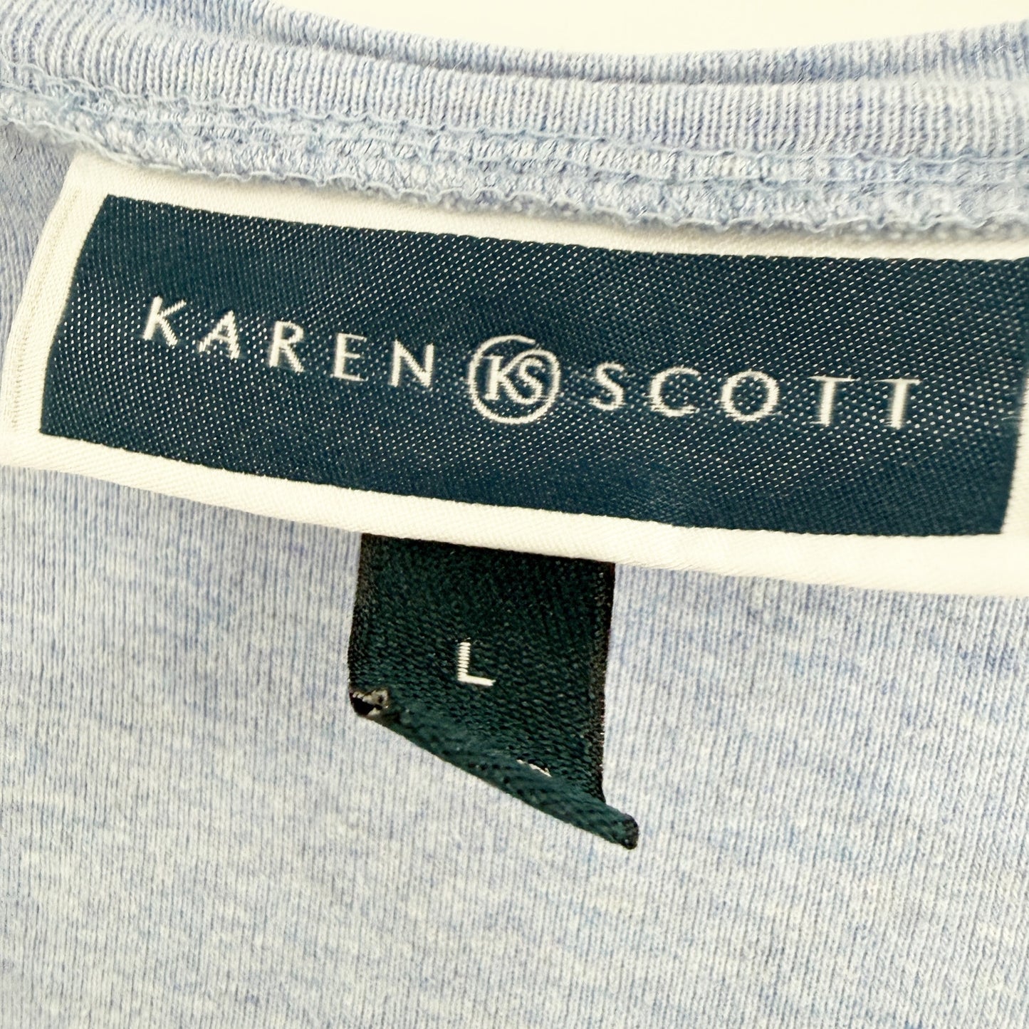 Karen Scott light blue heather Henley Pullover Top women's MEDIUM casual shirt
