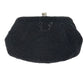 vintage black beaded Evening Chain Clutch Bag handbag purse made in Japan