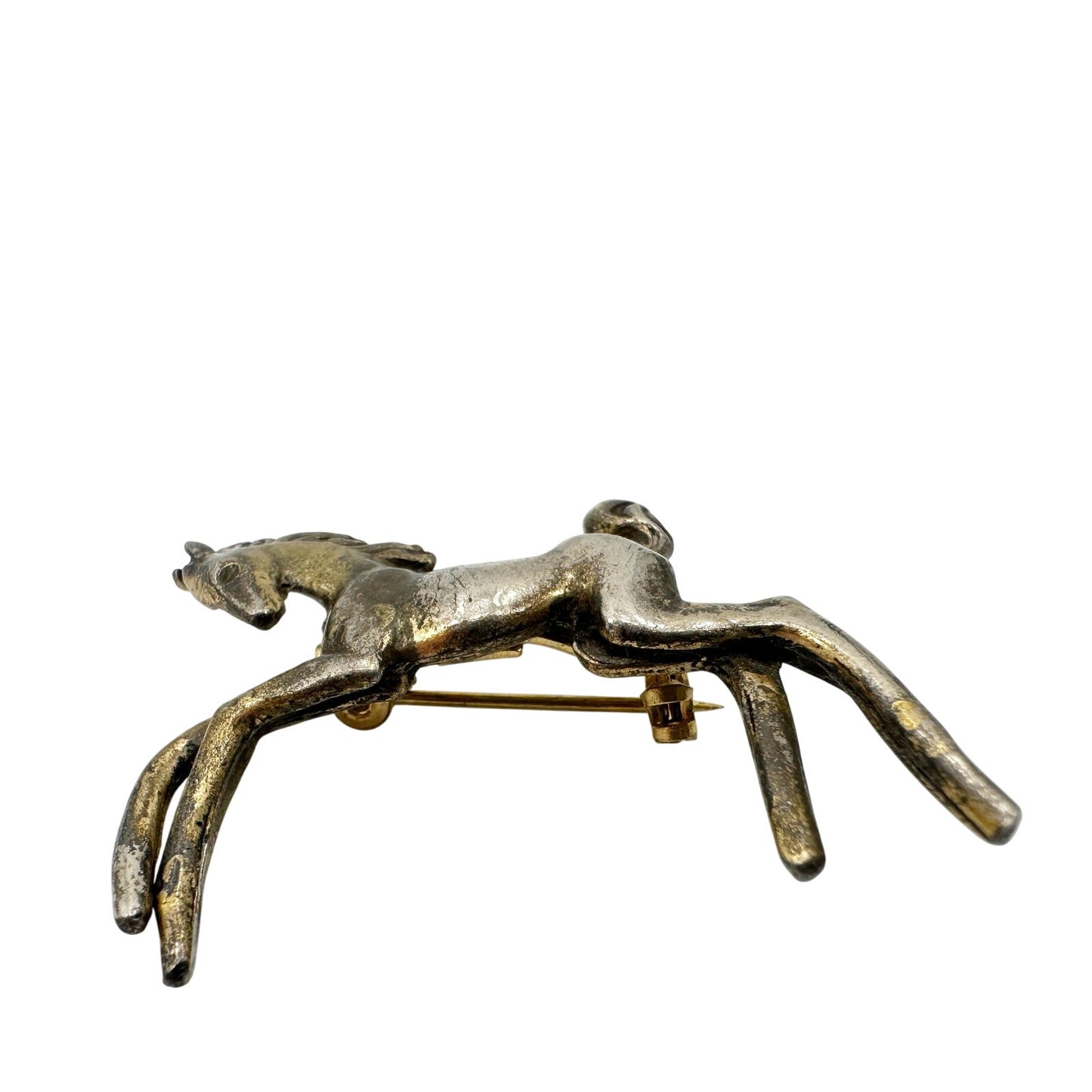 vintage prancing foal horse silver metal BROOCH jewelry pin